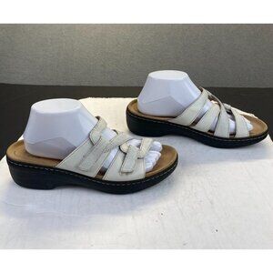Clarks Collection Sandals Womens 9 M Merliah Karli Slide White Wedge Heels